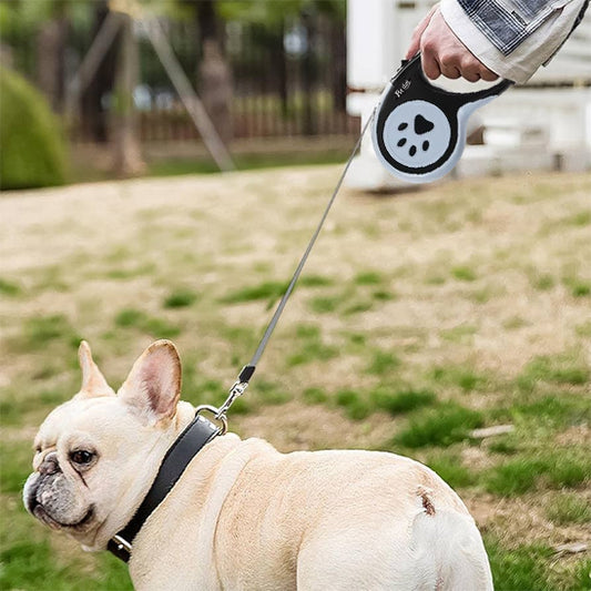 laisse-pour-chien-noire-enroleur-compact-motif-pattes-zapleash