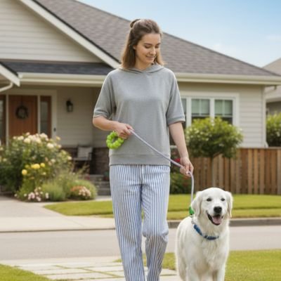 Laisse pour Chien poignée rembourrée maitresse et chien balade 