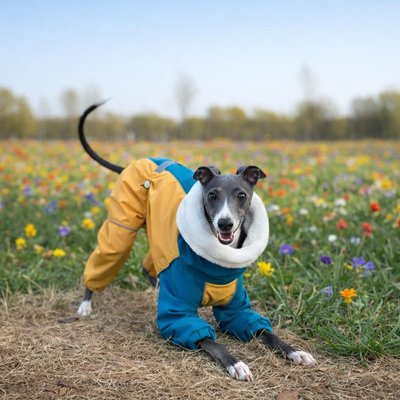 lévrier portant Impermeable pour chien​ heureux en balade