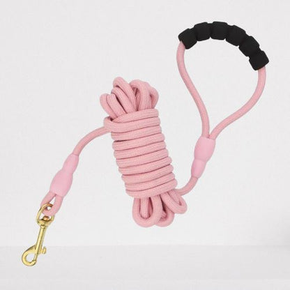 longe-chien-poignee-ergonomique-rose