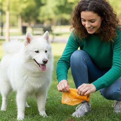 lot de Sac à crotte​ pour chien écologique orange