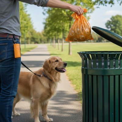 lot de Sac à crotte​ pour chien​ orange écologique parfumé