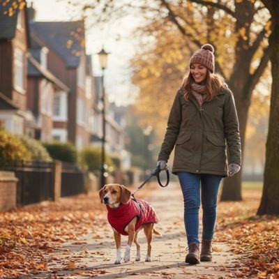 Manteau pour Chien maîtresse et chien en balade