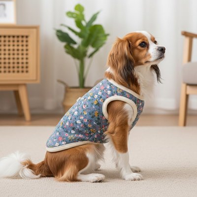 Manteau Pour Petit Chien bleu mignon à fleur