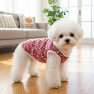 Manteau Pour Petit Chien rose à fleur bichon