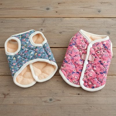 Manteau Pour Petit Chien variante bleu et rose à fleur