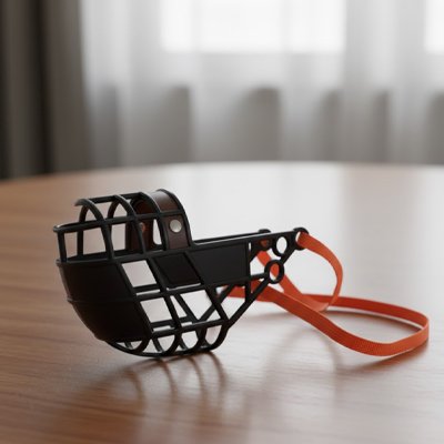 Muselière chien​ HarmoPaw noire sangle orange