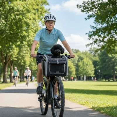 Panier à vélo pour Chien PawRide gris promenade parc