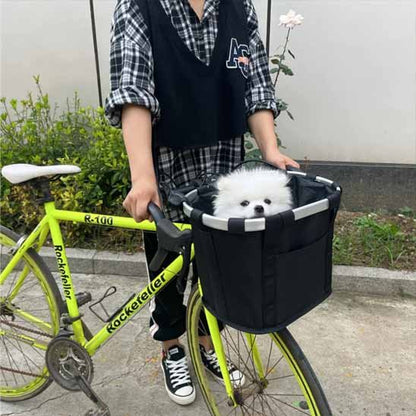 Panier pour chien pour vélo avec chiwawa blanc heureux