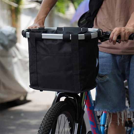 Panier pour chien pour vélo design noir armature grise robuste