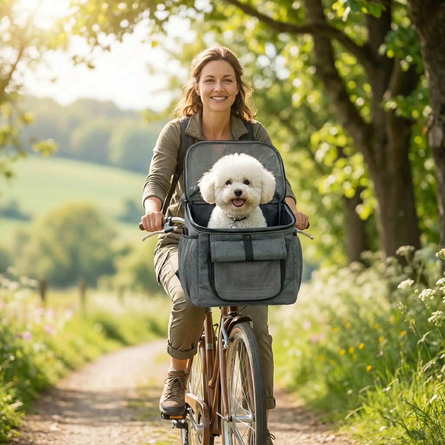 panier pour velo pour chien bikepaw design gris