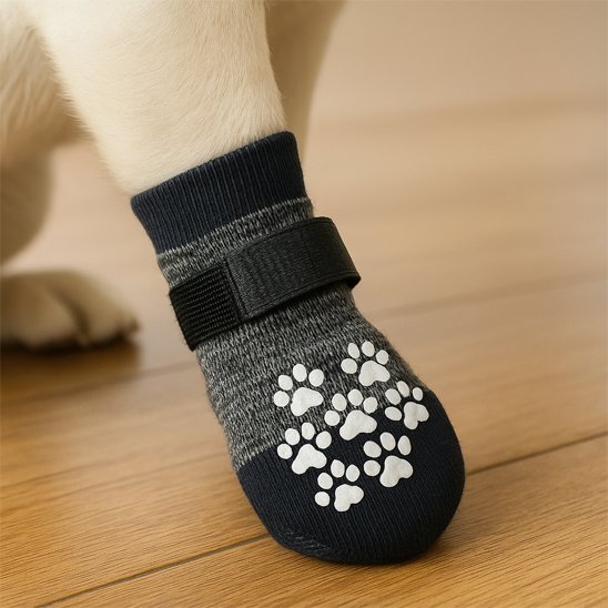 Pattes gauche chien avec Chaussettes pour chien noir motif pattes
