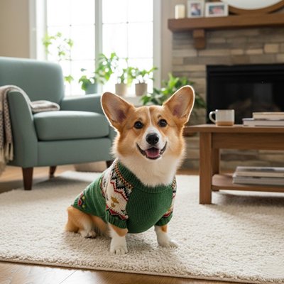 petit chien avec Pull pour Chien vert festif mignon