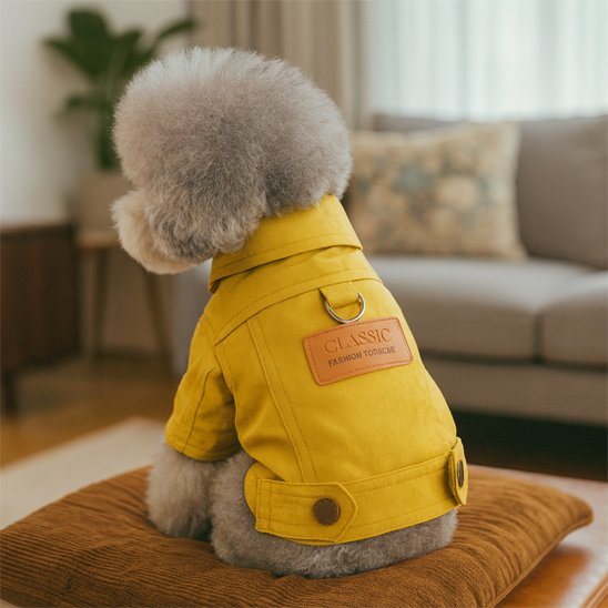 Petit chien et Vetement pour chien jaune moutarde styl elegant