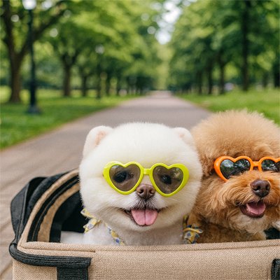 petits chiens à vélo avec Lunette de soleil chien
