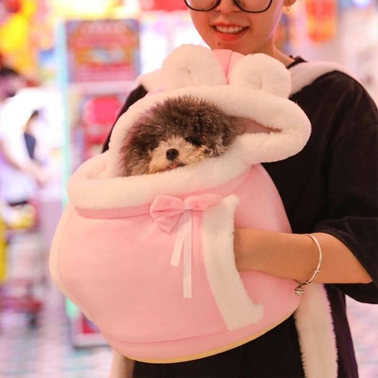 Porte chien PawNest rose blanc doux
