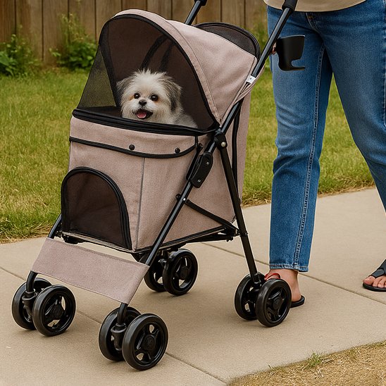 poussettes pour Chiens  PuppyPousse beige ventilation optimale