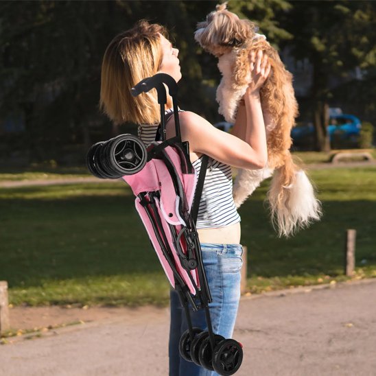 poussettes pour Chiens PuppyPousse rose pliable