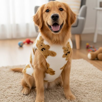 Pull Chien doux blanc motifs teddy Bear mignon