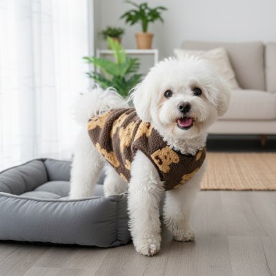 Pull Chien marron à motifs teddy Bear mignons