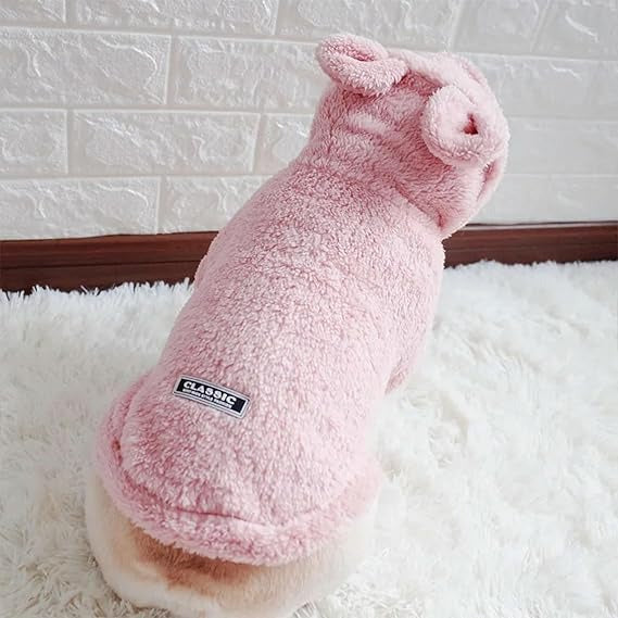 pull-chien-rose-chaud-confortable-oreilles-lapin-petkool