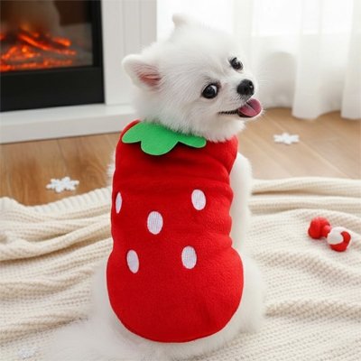 Pull chien rouge fraise mignon