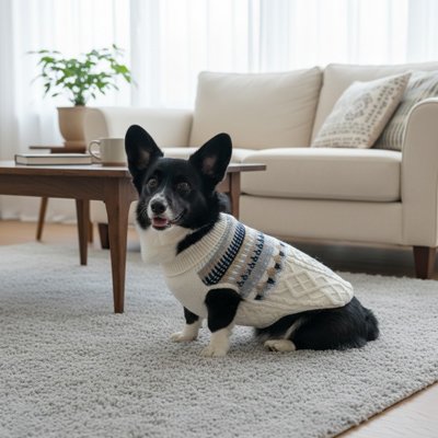 Pull Chien tricot blanc cassé sur petit chien confortable