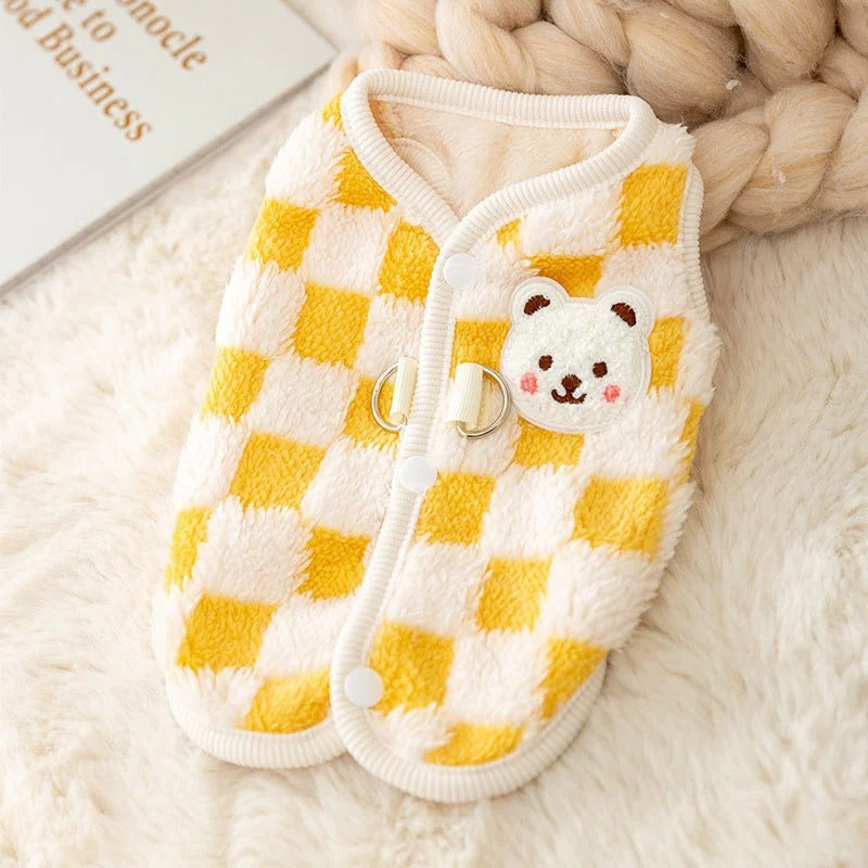 pull-pour-chien-jaune-hiver-carreaux-cozypaws