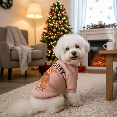 Pull pour Chien rose bichon motif ourson