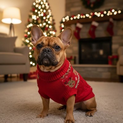 Pull pour Chien rouge sur bulldog mignon festif