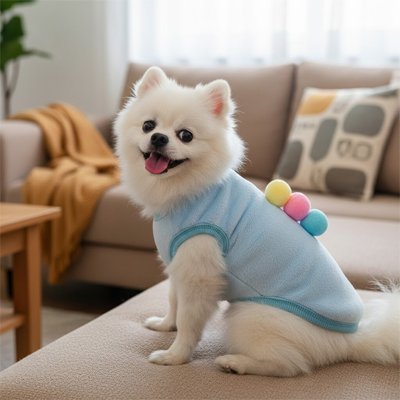Pull pour petit chien bleu ciel mignon motif relief glace