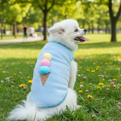 Pull pour petit chien  bleu mignon motif glace
