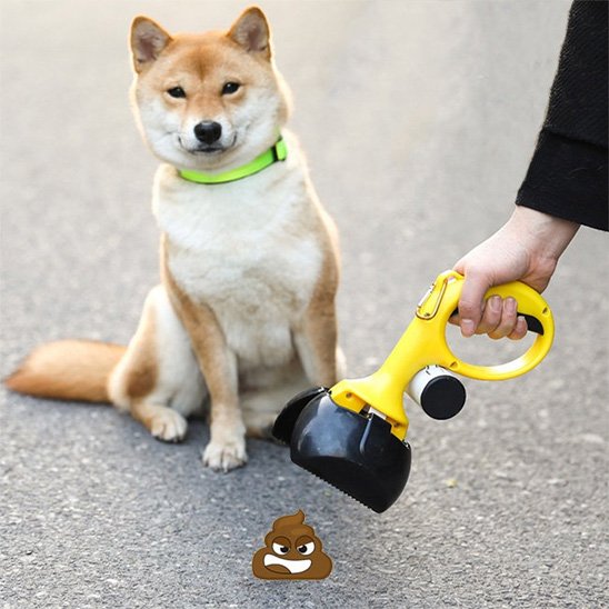 ramasse crottes pour chien jaune et noir poignée ergonomique 