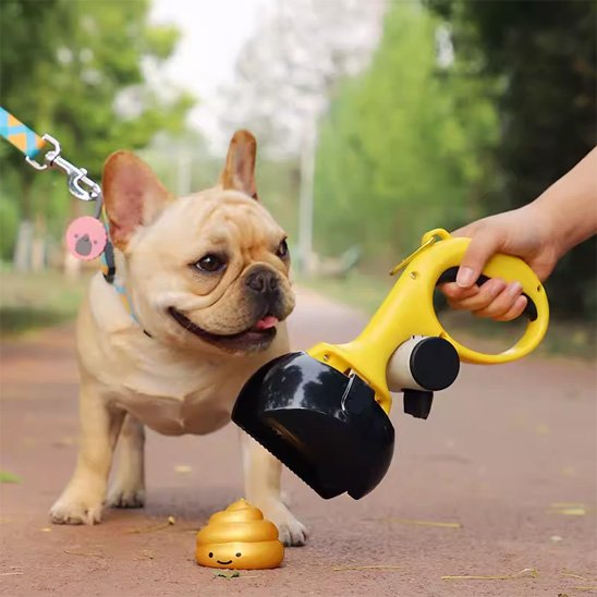 ramasse crottes pour chien jaune et noir sans contact 
