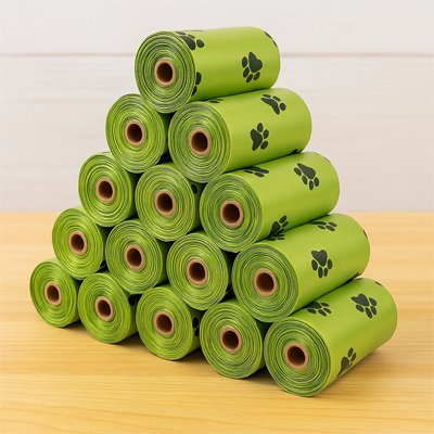 Sac a crotte​ vert motif patte de chien lots hygiénique et pratique 