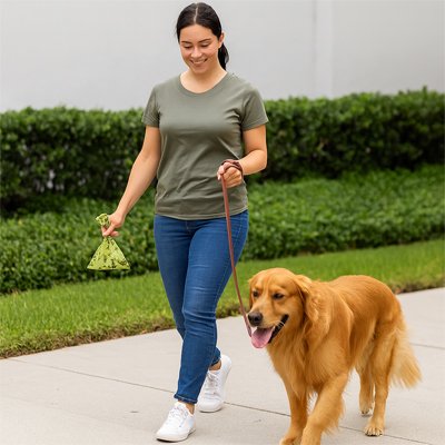 Sac a crotte​ vert motif patte de chien pratique et hygiènique