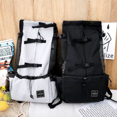 sac-a-dos-chien-gris-clair-noir-randonnee-materiau-respirant-randopet