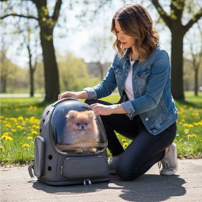 Sac transport Chien BubblePaw gris parc