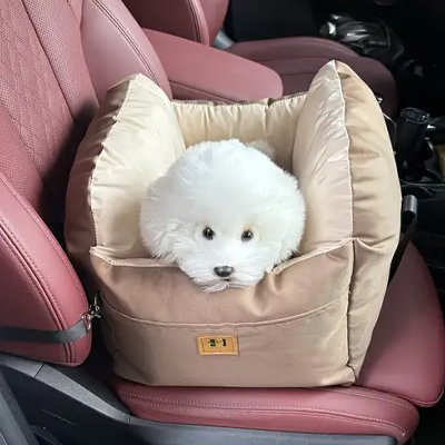 Siege auto pour chien PawHaven beige rembourrée