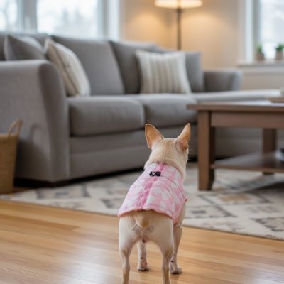 Vetements pour Chien rose et blanc motif noeud papillon